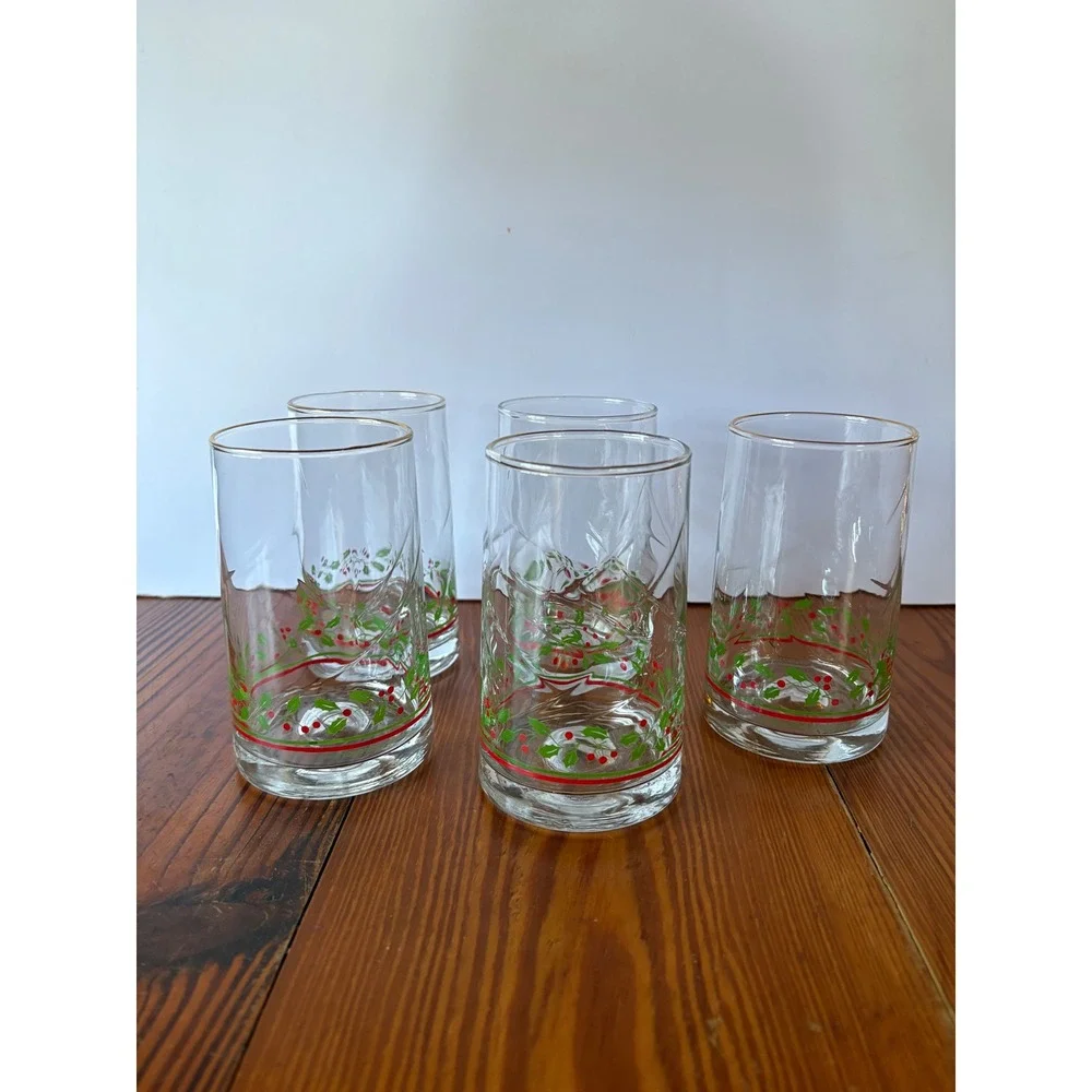 Arby's Christmas Collection Holly & Berry Tumblers Set of 4 Vintage Libbey 1990s - Picture 1 of 5